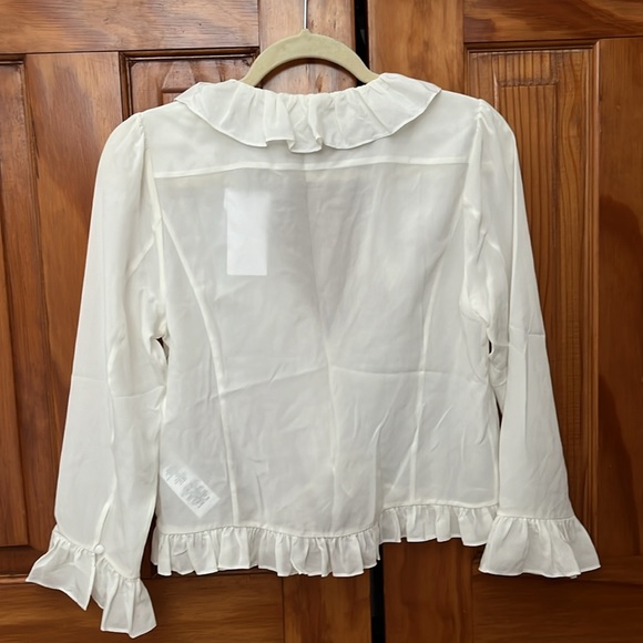 NWT Equipment femme Yasmina white 100% silk ruffle blouse   Size S - Picture 7 of 10
